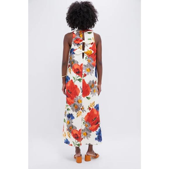 TUCKERNUCK Crimson Poppy Cotton Linen Portia Dress Size L NWT - Picture 2 of 6